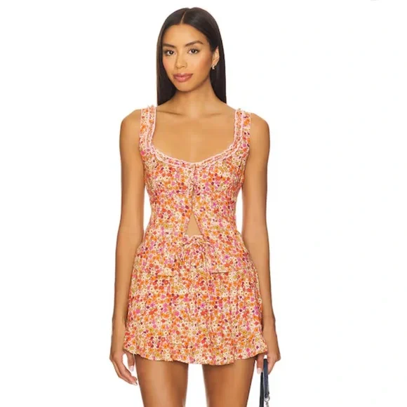 FREE PEOPLE | Floral Spring Blossom Skort & Cotton Corset Ellia Set Combo - Picture 9 of 16